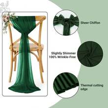10 pezzi Coprisedia in chiffon verde scuro con decorazioni di fiori artificiali, decorazioni per lo schienale delle sedie da matrimonio, adatte per banchetti, matrimoni, eventi e decorazioni per feste - si adattano alla maggior parte delle sedie per eventi - Verde Scuro - Visualizzare 7