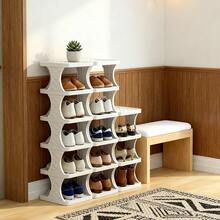 3-Tier Stackable Shoe Rack, Modular Shoe Storage Organizer, Adjustable Multi-Layer Shoe Rack, No-Bracket DIY Space-Saving Shoe Rack - Multicolor - View 2