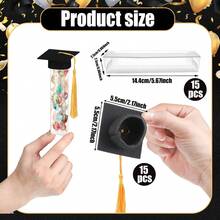 Bộ quà tặng 10 món đựng kẹo tốt nghiệp năm 2026, bao gồm 15 mũ tốt nghiệp mini và 15 hộp đựng kẹo, thích hợp làm quà tặng cho khách mời dự tiệc tốt nghiệp năm 2026, đồ dùng tự trang trí tiệc tốt nghiệp. - Nhiều kiểu dáng - Xem 6