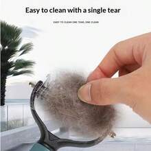 1 pieza Cepillo de aseo para mascotas de autolimpieza, cepillo para desenredar y reducir el pelo suelto de gatos y perros, herramienta profesional de aseo, accesorio esencial para el cuidado de mascotas - Azul - Ver 6