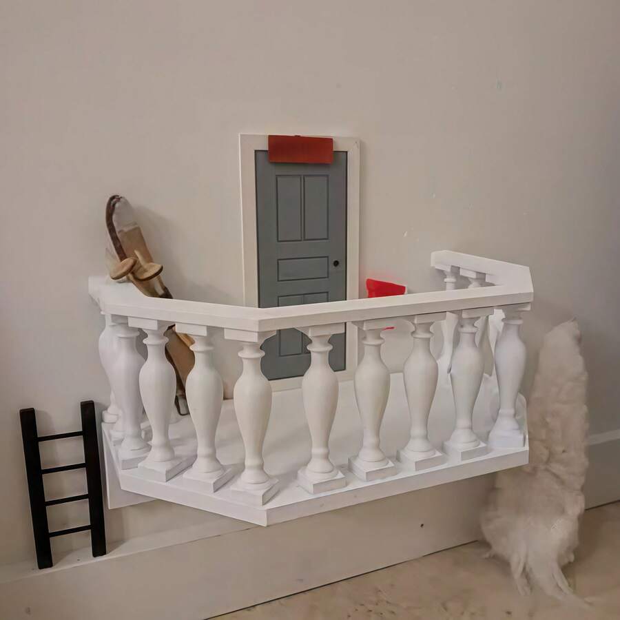 8 X 4 Cm Mini Barandilla de Estilo Europeo para Balcón, Barandilla Clásica Adecuada para Decoración de Escena Pequeña DIY, Blanco - A - Ver 1