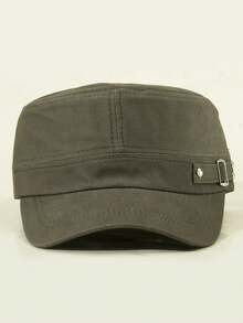 1pc Unisex Solid Color Iron Buckle Visor Hat, Fashionable Casual Flat-Top Baseball Cap Suitable For Outdoor, Hiking, Daily Commute,Summer,Beach,Holiday - Multicolor - View 5