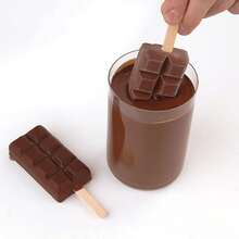 1pc/3pcs Reusable Silicone Ice Cream Mold And Ice Pop Mold, Grid Cake Mold With Wooden Sticks, DIY Ice Lolly Maker, White - Multicolor - View 6