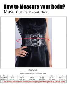 1件装女士黑色时尚PU皮革弹力束腰带，多功能腰封，带圆形环装饰，适合度假、派对或日常穿着 - 黑色 - 查看 5