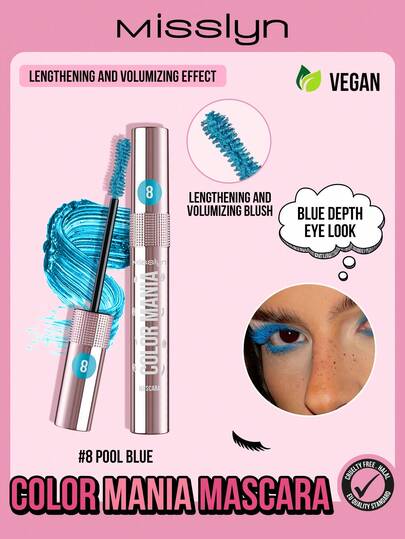 Misslyn 炫彩梦幻睫毛膏，防晕染，浓密丰盈，持久不脱妆，丰盈效果，根根分明，高显色度，不结块，品牌化妆品，面部彩妆，适合女性和女孩，冬季必备，Y2K风格，时尚派对，适合生日、情人节、新年礼物，最佳颜色，纯素且不经动物实验