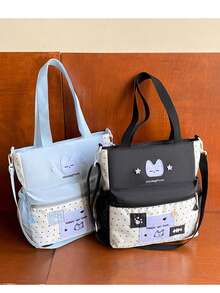 Minimalist Polka Dot Single Shoulder Bag, Fashionable Casual Messenger Bag, Large Capacity, School/College Style - Baby Blue - View 9