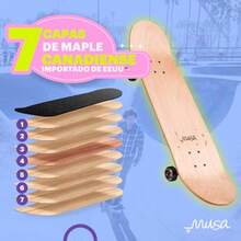 MUSA Patinetas Skate de Madera con Llantas Negras Aesthetic Patinetas Skateboard de Madera de Maple Ideal para Patinadores Nivel Principiante y Avanzado Patineta con Diseño - Japon Llanta Negra - Ver 5