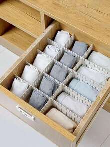 4pcs/8pcs/12pcs Drawer Dividers, Freely Combinable Plastic Underwear & Socks Organizer Partition Boards, Partition Size: 40cm Length X 7cm Width - White - View 4