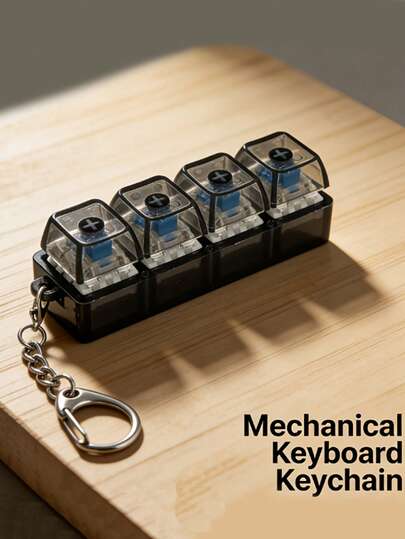 Mechanical Keyboard Shaped Keychain With 4 Buttons, Suitable For Decorating Backpacks, Wallets And Various Bags. It Can Also Be Used As A Decorative Hanging Accessory For Cars, Homes And Other Occasions, Suitable For Daily Key Holder