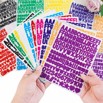 10 Sheets Colorful Self Adhesive Alphabet Stickers – 1630pcs Transparent PP Vinyl Letter Stickers For Crafts, Scrapbooking, Water Bottles, Gift Wrapping, DIY Decor, Waterproof Number & Symbol Stickers