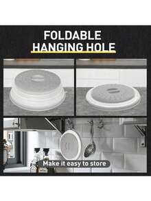 10.63 英寸 x 3.15 英寸大号可折叠透气硅胶微波炉食物防溅盖，带手柄 - 二合一微波炉盘碗盖厨房配件 - 彩色 - 查看 4