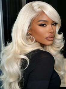 Platinum Blonde Body Wave Lace Front Wigs Human Hair For Women Water Wave Lace Closure Wig Human Hair #60 Platinum White Colored 13x4 HD Transparent Glueless Wigs Human Hair Pre Plucked 200 Density - 白金色 - 查看 2