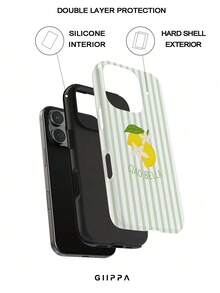 1个薄荷绿条纹手机壳，饰以黄色柠檬和白色橙花图案，适用于 17 Pro Max，也兼容 16 Pro Max、15 Pro Max、14 Pro Max，韩版时尚趣味手机壳，兼容11/12/13/14/15/16 Pro Max Plus，优雅设计男女皆宜，是圣诞节、情人节、复活节、婚礼季和生日送给女友的理想礼物。 - 彩色 - 查看 2