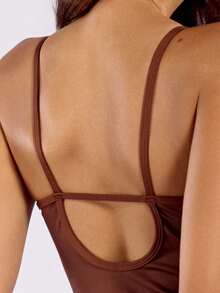 Fitness Jumpsuit With Straps, Slim, Blackout, Zero Transparency, Gym, Crossfit - Coffee - 咖啡棕色 - 查看 4