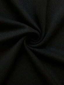 男士高級商務休閒 Polo 衫，緹花紋理鈕扣領設計，時尚品牌印花圖案，適合商務、休閒、運動、日常穿著 - 黑色 - 查看 6