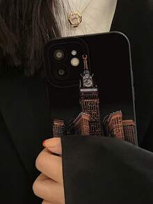 中东2D打印伊斯兰风格夜景手机壳，采用宣礼塔建筑设计，时尚个性，全包式设计，兼容 17/13/16/15/14/13/12/11/Pro/Pro Max/X/XR/XS/XS Max/7/8/Plus以及S26/S26 Plus/S26 Ultra/S25（国际版，非国内版），适合作为生日或节日礼物。 - 黑色 - 查看 2
