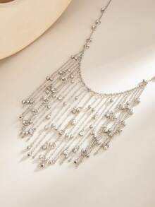 1件波西米亚风水钻镶嵌金属串珠流苏项链，优雅奢华，适合派对、日常休闲佩戴、情侣约会、女士节日生日等场合，百搭珠宝礼品。 - 項鍊 - 查看 8