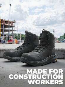 Lightweight 8" Composite Toe Work Boots For Men – Side Zipper, ASTM F2412-24 & F2913-24 Safety Boots For Construction Warehouse - màu đen - Xem 7
