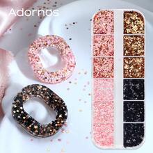 1盒1毫米粉色金色亮片环氧树脂流沙填充物多巴胺迷你心形星星圆形闪光树脂模具硅胶填充浪漫工艺用品手工饰品 - 彩色 - 查看 8