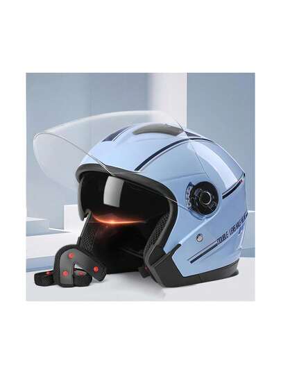 Casco de Moto Abatible para Adultos, con Doble Mica Transparente y Solar, Resistente y Ventilado, Casco Integral para Motocicleta