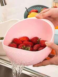 1pc Multi-Function Plastic Rice Washing Bowl, Can Be Used As Rice Washing Bowl, Vegetable Basket, Fruit & Vegetable Drainer - Suitable For Healthy Meal Prep And Efficient Kitchen Use, Practical Kitchen Tool - Multicolor - View 13