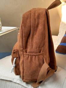 女士可爱笑脸波浪纹法兰绒背包，大容量，轻便透气，多功能，时尚通勤书包 - 彩色 - 查看 7