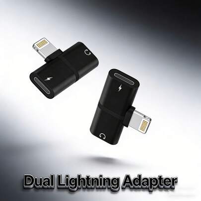 1-2 piezas Adaptador negro, Conector de audio y carga 2 en 1, Compatible con teléfono/Serie de auriculares, Adaptador de carga Divisor, Conversión de audio de alta calidad y adaptador de carga rápida compatible con teléfono 14 Pro Max/14 Pro/14 Plus/14/13/12/11/XS/XR/8/7/6/Serie Convertidor