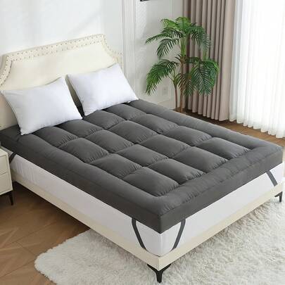 1200 GSM Overstuffed Cooling Thick Mattress Pad - Mesh Design, Down Substitute Filling, Back To School And Hotels