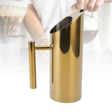 1L 304 Stainless Steel Straight Body Water Pitcher, Spill-Proof Spout Drink Pitcher, Gold For Cocktail Flower Tea Cold Brew,Coffee Service Coffee Accessories - 1L - View 11