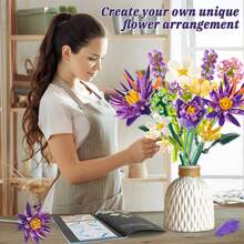 Blue Lotus Bouquet Building Block Set - 891 Pieces, Containing 13 Different Exquisite Flowers. This Adult-Sized Artificial Flower Set Is Suitable For Various Occasions, Including Home Décor, Desk Decoration, And Is Compatible With Other Building Blocks. It's A Perfect Birthday Gift, Mother's Day Gift, And A Great Way To Treat Yourself. An Ideal Choice For Building Block Enthusiasts. - Multicolor - View 7