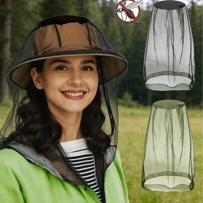 1pc Adult Mosquito-Proof Hat, Adjustable Outdoor Camping Fishing Hat Suitable For Fishing & Hunting