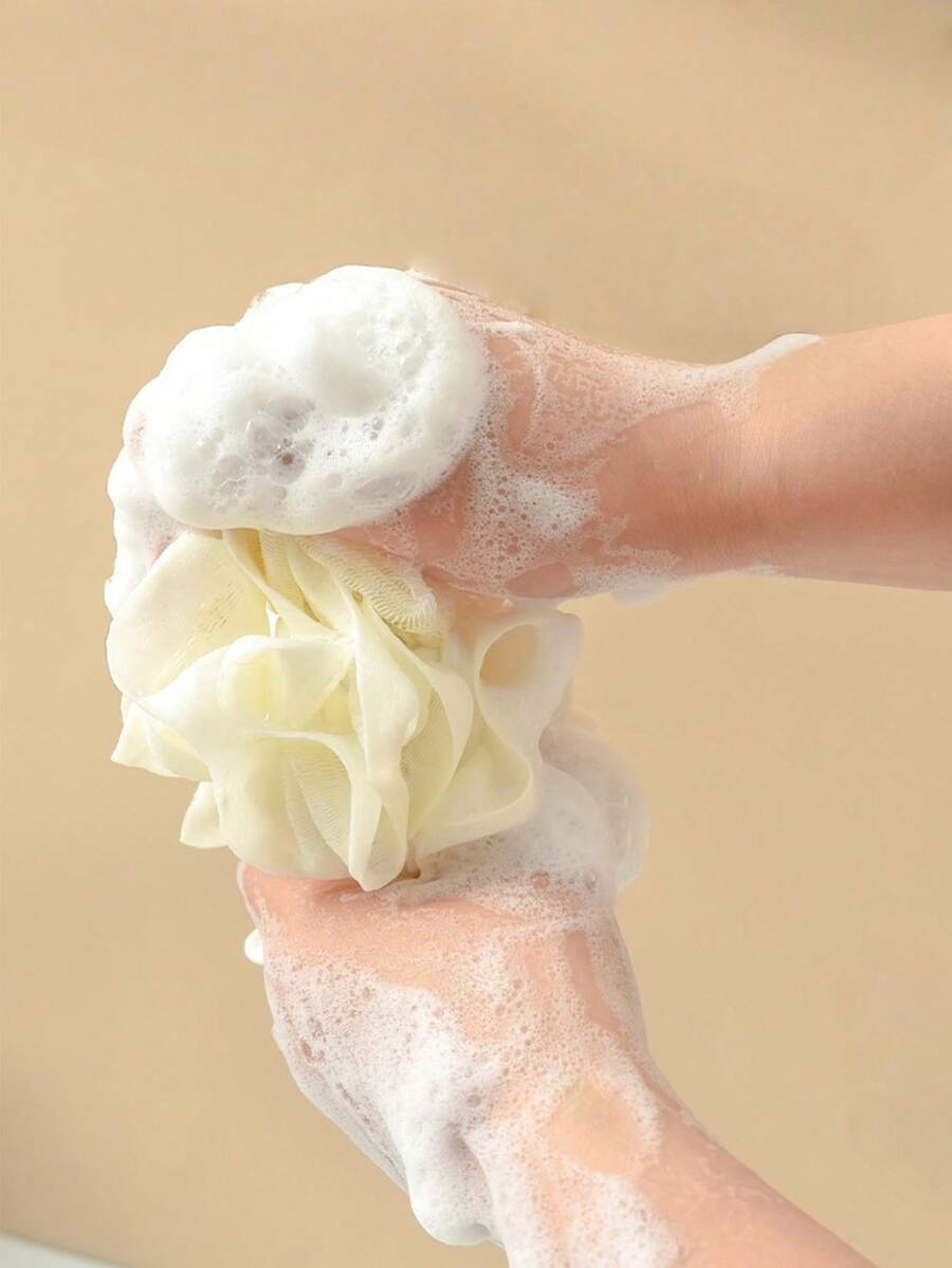 1pc/2pcs 2-In-1 Soap Saver Pouch & Shower Puff, Durable & Non-Shedding, Drawstring Design For Easy Soap Wrapping, Rich & Gentle Lather, Suitable For Adults & Kids, Practical For Home Bathing & Travel - Random Color - View 1