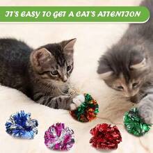 10pcs/5pcs Random Color Cat Crawling Balls, Fun Cat Toys, Chewable And Chasing Film Crawling Balls, Lightweight Cat Toys, Creative Photography Props, Keep Pets Active, Also As Decorative Holiday Decorations, Suitable For Indoor Home Use, Puppy Keep Game, Cat Stuff, Dog Accessories - Multicolor - View 3