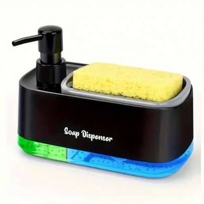 2-In-1 Soap Dispenser & Sponge Holder, Kitchen Dishwashing Liquid Pump Bottle, Multifunctional Cleaning Supplies Organizer For Kitchen And Bathroom