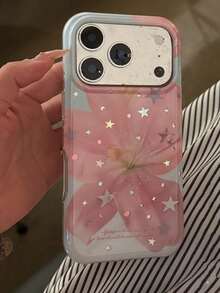 Ốp lưng điện thoại họa tiết hoa ly hồng tối giản phong cách Hàn Quốc mùa xuân/hè dành cho iPhone 17 Pro, 16 Pro Max, 14, 15, chống rơi vỡ, quà tặng mùa xuân. - Hồng - Xem 2