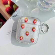1-Pack Of Stylish Apple Earphone Cases Features An Exquisite Strawberry Knot Design, Strawberry Elements, And A Strawberry Pendant. It Is Shockproof, Protective, And Dustproof, Fashionable And Beautiful, Suitable For Daily Use By Teenagers And Young Adults, As Well As For Gifting. - White - View 13