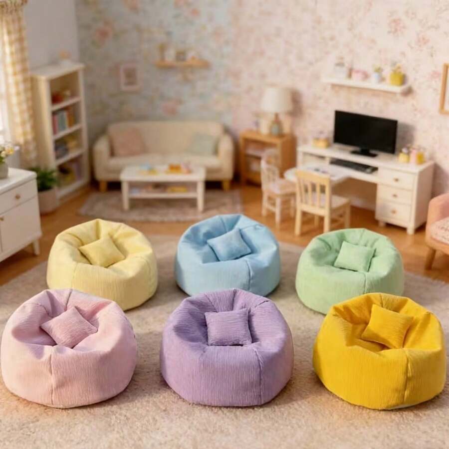 2件套迷你懒人沙发,迷你豆袋沙发带靠枕,是娃娃屋场景装饰的理想之选,也是娃娃屋客厅和卧室的迷你家具。采用柔软面料制成,无异味,适合用作摄影道具、微缩场景道具、娃娃屋装饰、客厅装饰、卧室装饰、逼真沙发、娃娃屋配件、卧室装饰、娃娃展示架、手工艺品,适合作为情人节礼物、圣诞礼物、派对礼物、送给闺蜜的礼物、生日礼物、收藏礼物。 - 迷你懶人沙發 - 查看 1