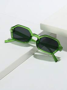 1 Cặp kính thời trang nam gọng nhỏ PC hình đa giác cổ điển màu xanh lá cây, cá tính, phù hợp cho phong cách đường phố và du lịch. - màu xanh lá - Xem 3