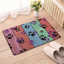 1pc Pet Paw Print Mat, Pet Feeding Mat, Easy Clean Pet Bowl Mat, Dog Floor Mat, All Season Pet Pad, Dog Cage Mat, Cat Cage Mat, Pet Cage Mat - Multicolor - View 13