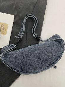 Bolso de pecho de mujer de mezclilla vintage lavada, diseño de múltiples bolsillos para un almacenamiento organizado, correa de hombro ajustable, adecuado para salidas casuales, compras y viajes diarios - Azul lavado oscuro - Ver 10