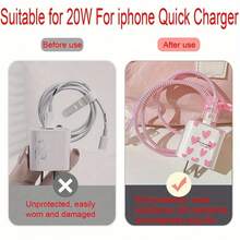 6pcs Heart-Shaped Cable Protector Set, Organizer Compatible With Apple 20W/15W Charging Cable, Protective Case, Bite Proof Sleeve - Multicolor - View 6