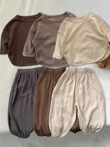 6pcs/Set Kids Boys' Spring/Autumn Outfit, Long Sleeve Top And Casual Pants 2 Pieces Sportswear Set - Multicolor - View 1