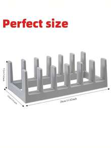 1pc Multi-Functional Storage Rack, Including Pot Lid Rack, Dish Rack, Ladle Rack, Cutting Board Rack, And Book Rack. Convenient For Storing And Draining Pot Lids And Ladles. Suitable For Modern Kitchens, Studies, Kitchen Organization And Storage. Compartment Rack, Kitchen Pot Lid Storage Rack, Creative Desktop Bookshelf, Dish Divider, And Pot Lid Rack. - Light Grey - View 8