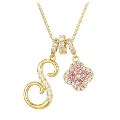 个性化字母项链，四叶草设计，适合日常、约会、派对佩戴，是送给伴娘、女友、母亲的绝佳礼物。