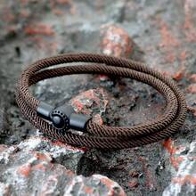 diffone Handgjort armband med 4 mm Milan Cord-vävt svart magnetlås, minimalistisk design, bästa presenten för par och vänner - Brun - Visa 3