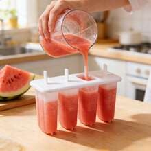 硅胶冰棒模具带棍，可重复使用，自制冰棒模具 - 白色 - 查看 3