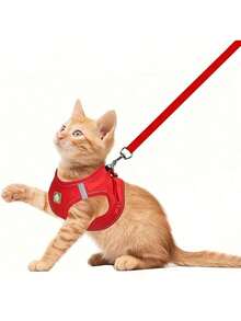 1 Bộ dây nịt cho chó cưng thoải mái mới có dải phản quang, dây đeo ngực lưới thoáng khí có dây xích, thích hợp cho việc đi dạo ngoài trời, nhiều màu sắc và kích cỡ cho chó và mèo - Nhiều màu - Xem 11