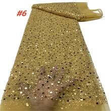 Vải ren organza cao cấp kiểu Châu Phi, ren thêu ngọc trai sang trọng kiểu Pháp năm 2026, vải ren lưới đính sequin Nigeria, thích hợp cho đám cưới. - C - Xem 7