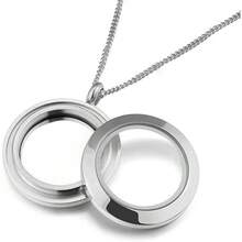 骨灰盒首饰 不锈钢记忆吊坠 扁平圆形项链 双面玻璃框 玻璃容器吊坠 - 彩色 - 查看 3