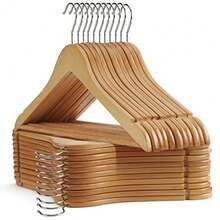Wooden Hangers - 30 Pack - Clothes Hanger For Daily UsedSmooth Finish Wood Hanger With Precisely Cut Notches Coat Hangers Heavy Duty Hanger For Shirt Suit Dress Natural - 自然的 - 查看 2